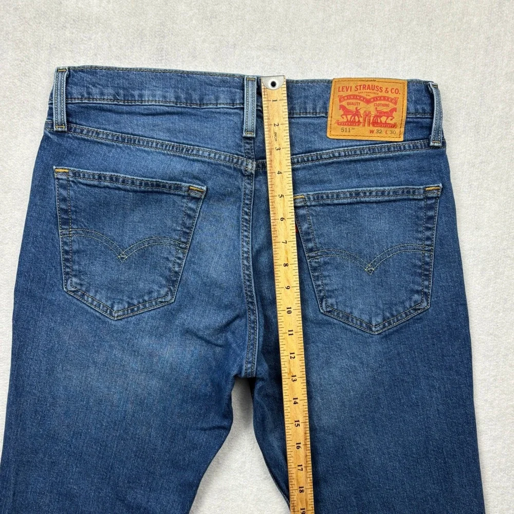 Levis Mens 32x30 511 Slim Fit Medium Wash Blue Denim Stretch Jeans 04511-4909